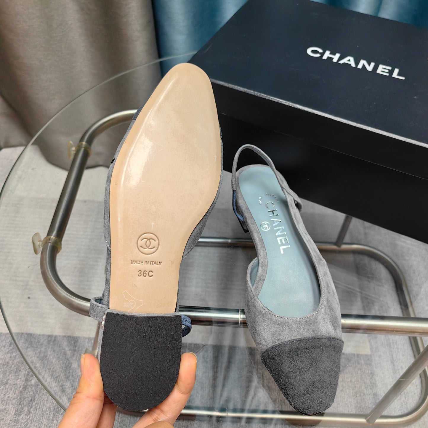 CC SLINGBACK 25S 25 MM GREY SUEDE - 34