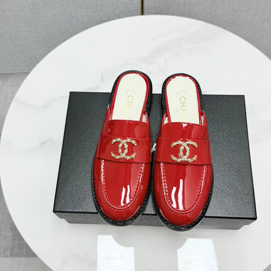ШКІРЯНІ ШЛЬОПАНЦІ CC FLAT MULE 25S, ЧЕРВОНІ - МОДЕЛЬ 8 - 35