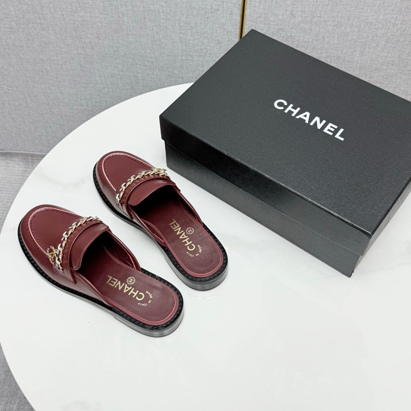CC FLAT MULE 25S IN DARK RED CALFSKIN STYLE 1 - 35