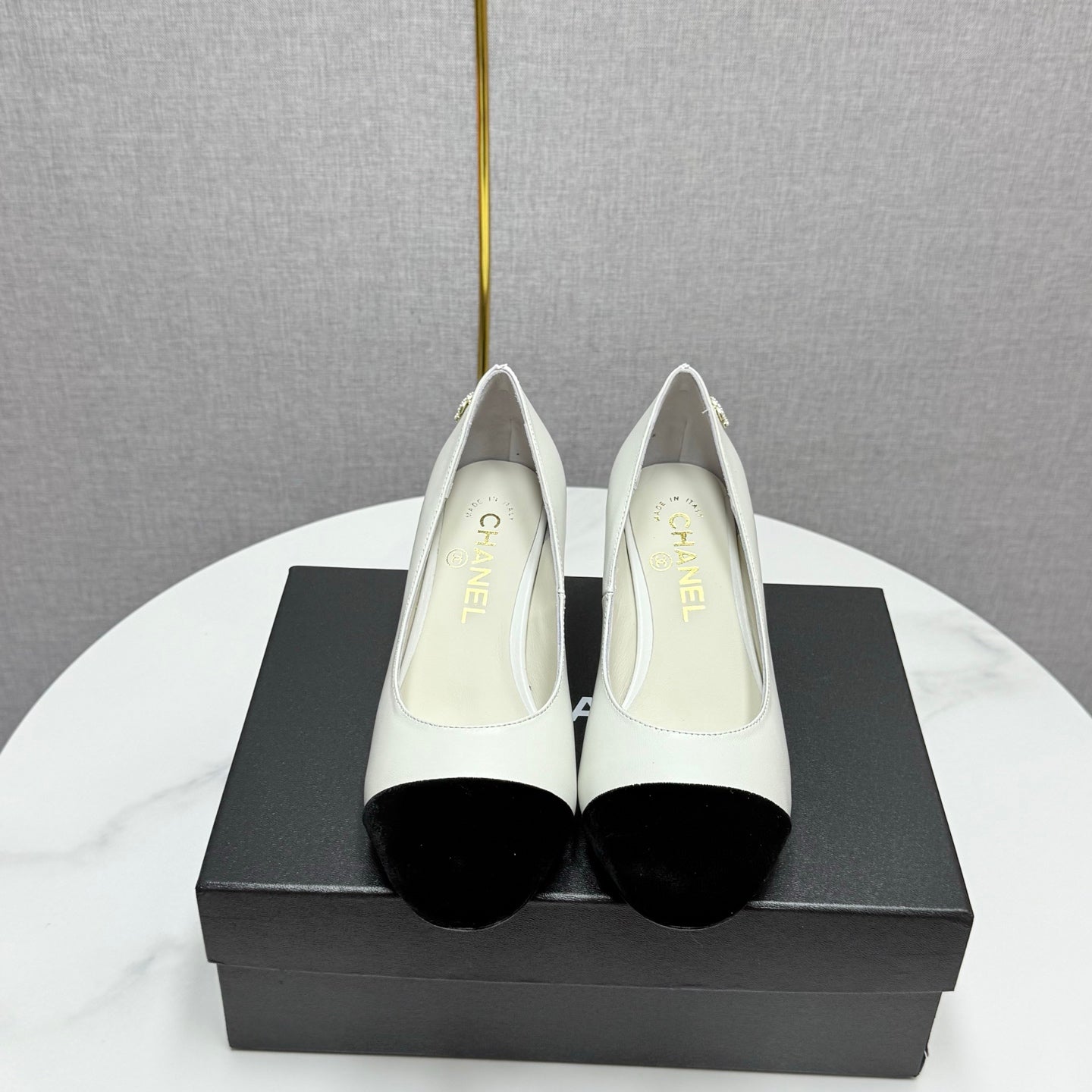 CC HIGH HEEL 25S IN BLACK LAMBSKIN AND SUEDE WITH PEARL HEEL STYLE 6 - 35