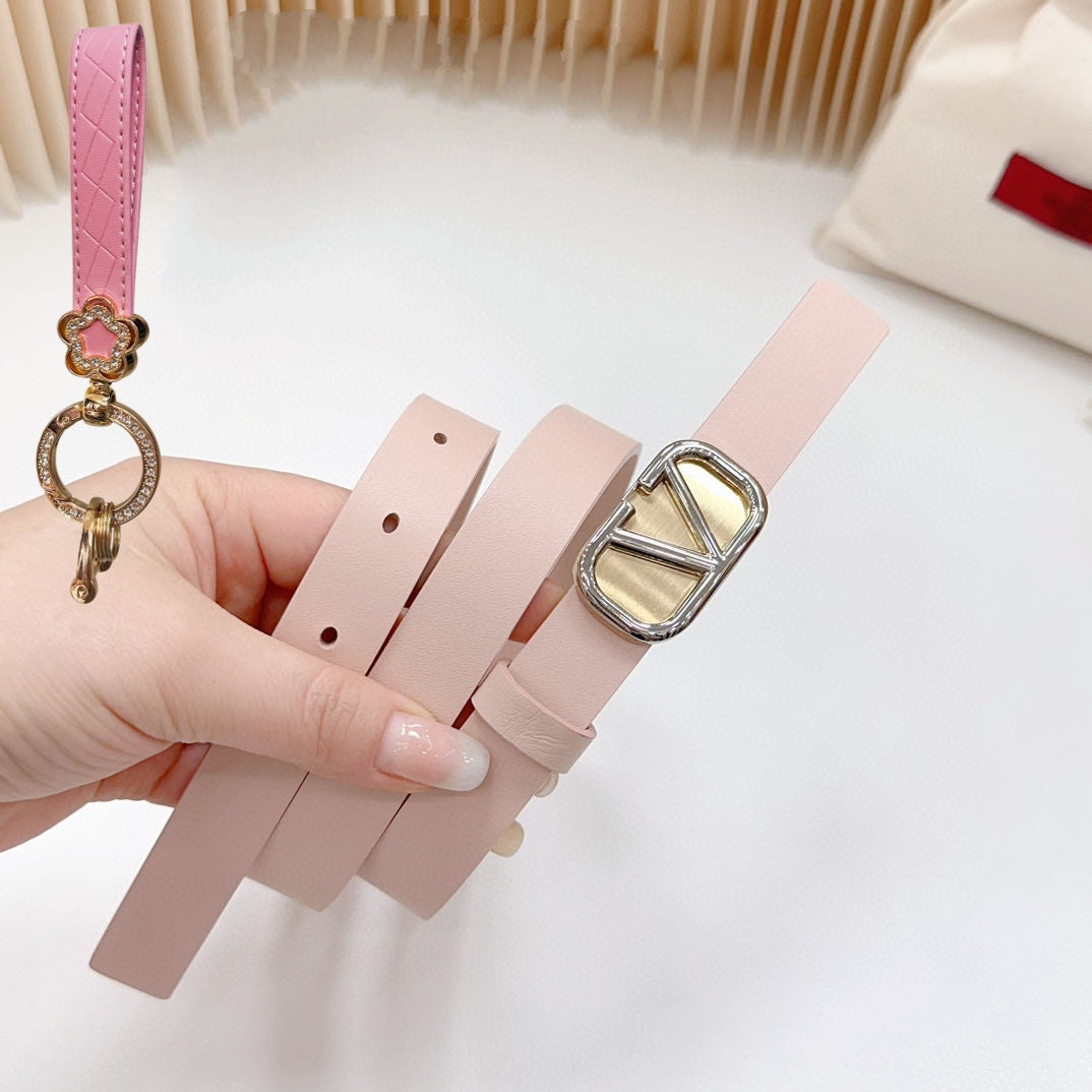 Silver Vlogo and Gold Hardware Buckle Pink Calfskin 20mm - 30