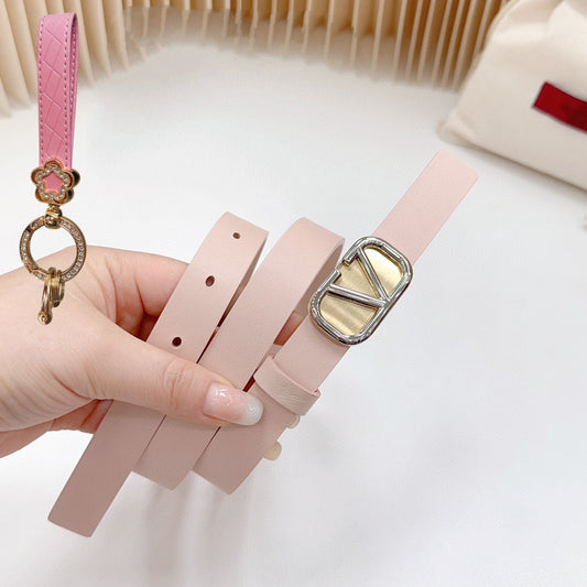 Silver Vlogo and Gold Hardware Buckle Pink Calfskin 20mm - 30