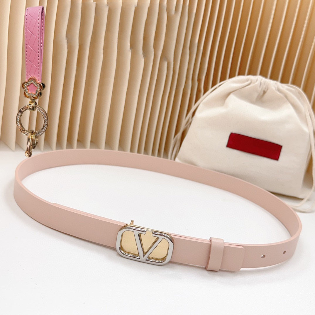 Silver Vlogo and Gold Hardware Buckle Pink Calfskin 20mm - 30
