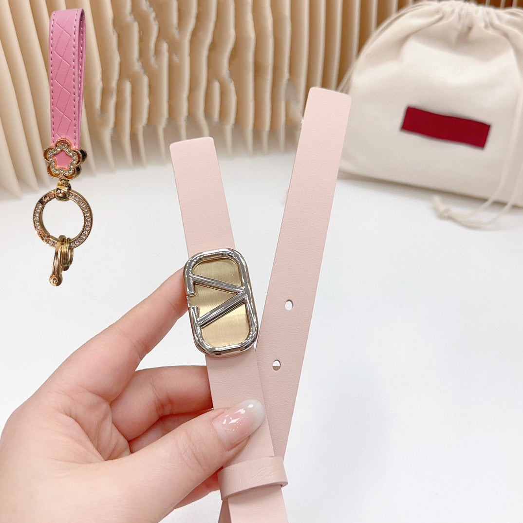 Silver Vlogo and Gold Hardware Buckle Pink Calfskin 20mm - 30
