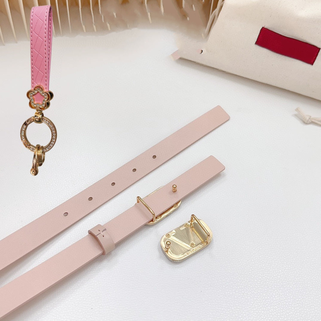Silver Vlogo and Gold Hardware Buckle Pink Calfskin 20mm - 30