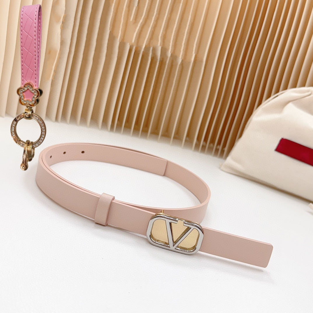 Silver Vlogo and Gold Hardware Buckle Pink Calfskin 20mm - 30
