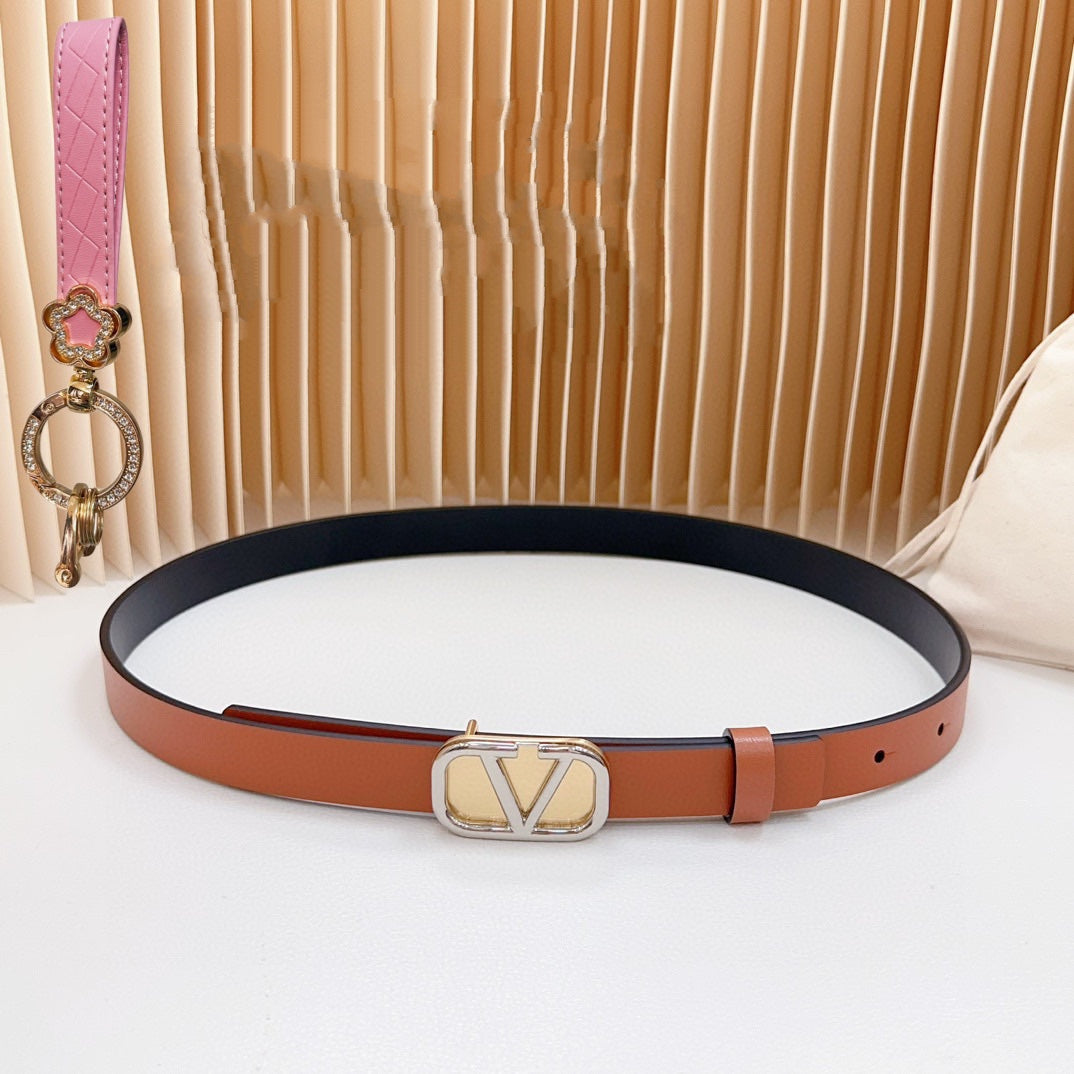 Silver Vlogo and Gold Hardware Buckle Tan Black Calfskin 20mm - 30