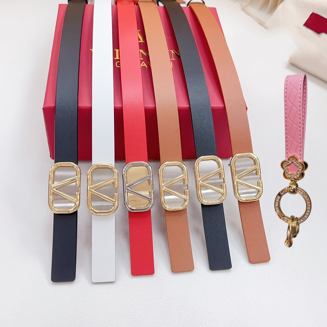 Silver Vlogo and Gold Hardware Buckle White Calfskin 20mm - 30