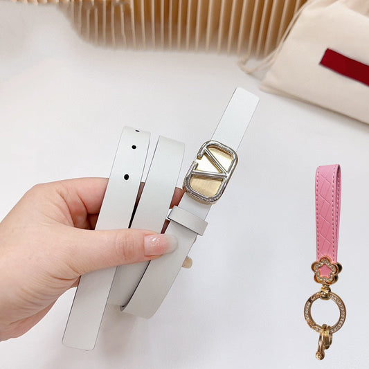 Silver Vlogo and Gold Hardware Buckle Black White Calfskin 20mm - 30