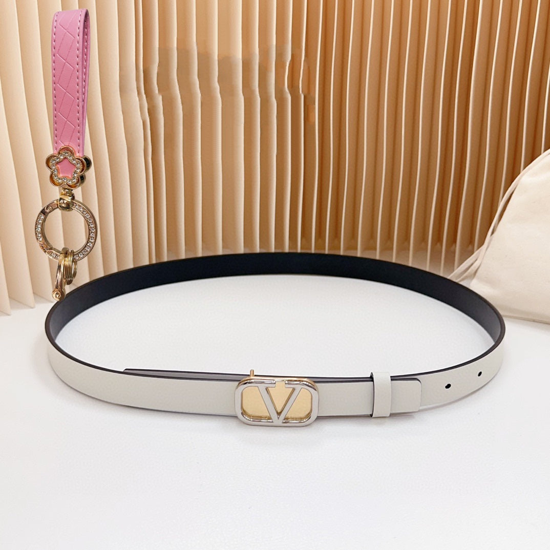 Silver Vlogo and Gold Hardware Buckle Black White Calfskin 20mm - 30