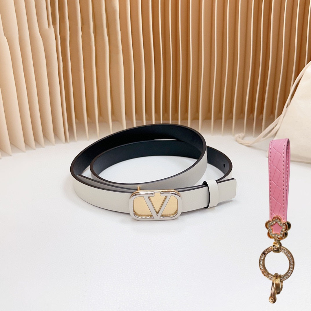 Silver Vlogo and Gold Hardware Buckle Black White Calfskin 20mm - 30