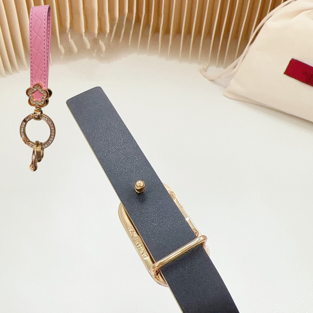 Gold Vlogo and Silver Hardware Buckle Brown Black Calfskin 20mm - 30