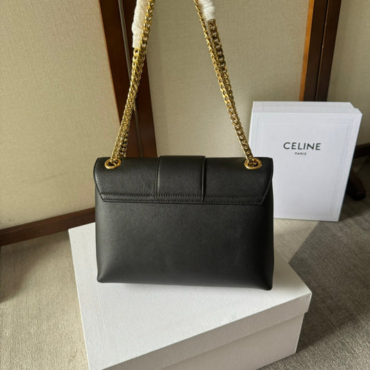 СУМКА CELINE VICTOIRE СЕРЕДНЬОГО РОЗМІРУ З ЧОРНОЇ ТЕЛЯЧОЇ ШКІРИ ІЗ ЗОЛОТИСТОЮ ФУРНІТУРОЮ