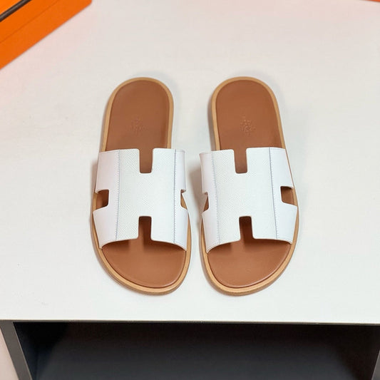 IZMIR SANDAL LIGHT BROWN MIX WHITE LAMBSKIN - 35