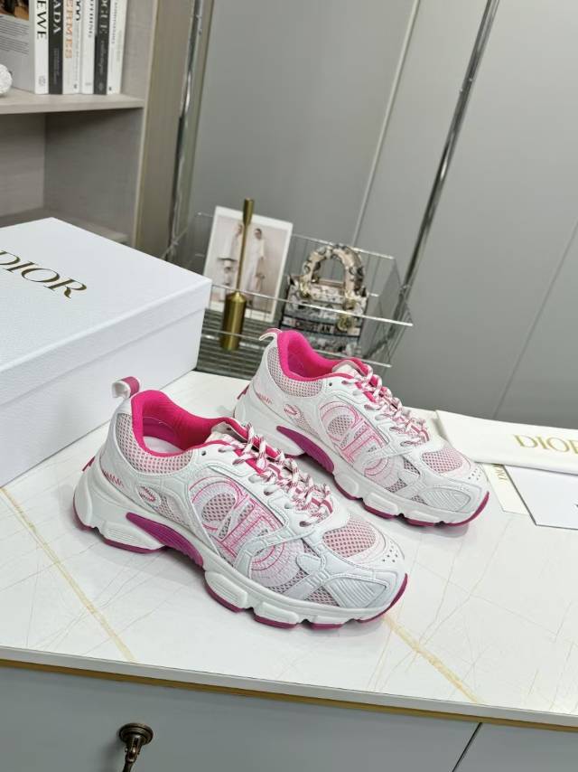 CD CHORONO SNEAKER IN WHITE AND PINK MESH - 35