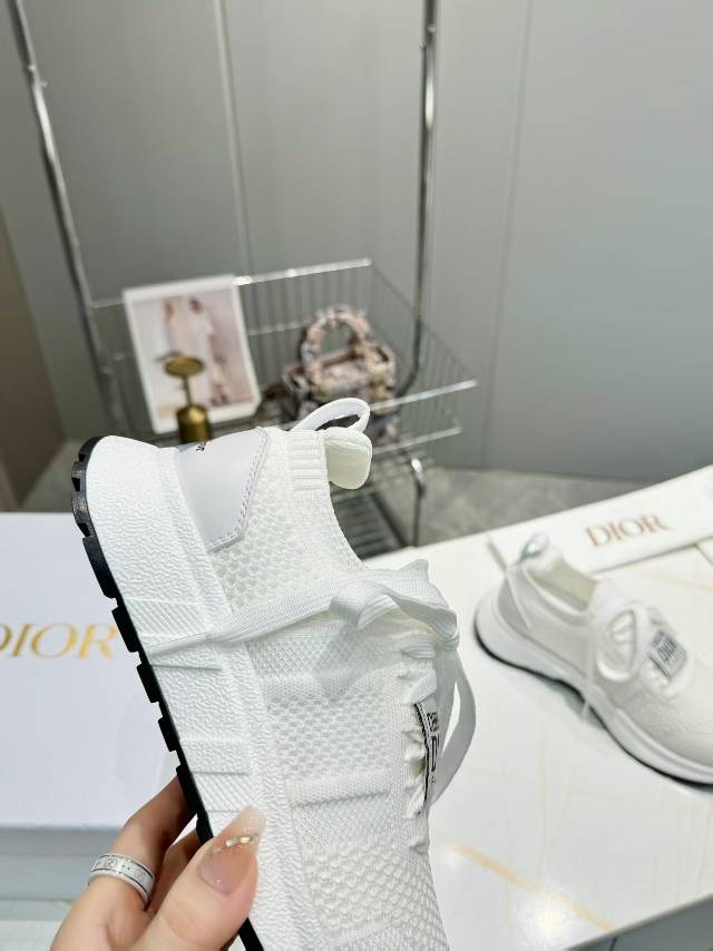 CD RUN SNEAKER IN WHITE MESH FABRIC TWO-TONE SOLE - 35