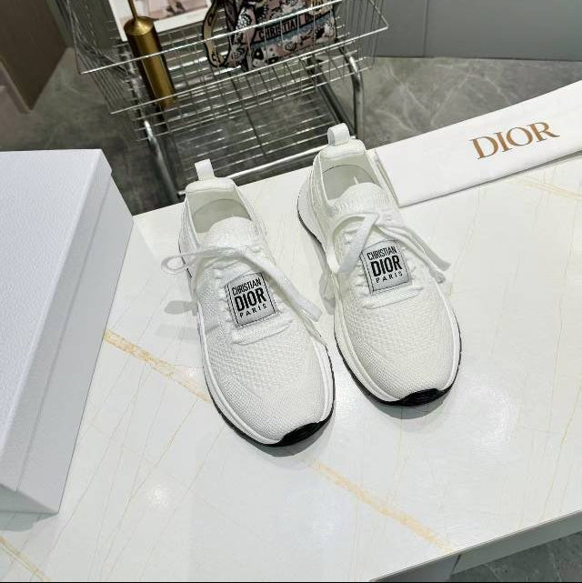 CD RUN SNEAKER IN WHITE MESH FABRIC TWO-TONE SOLE - 35