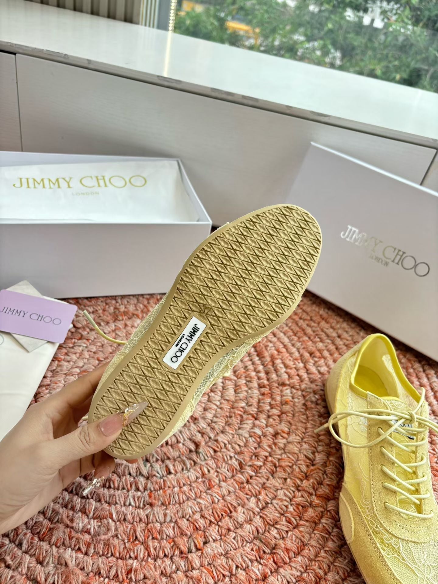 КРОСІВКИ JIMMY CHOO 26S З ЖОВТОЇ СІТКИ ТА ЗАМШІ
