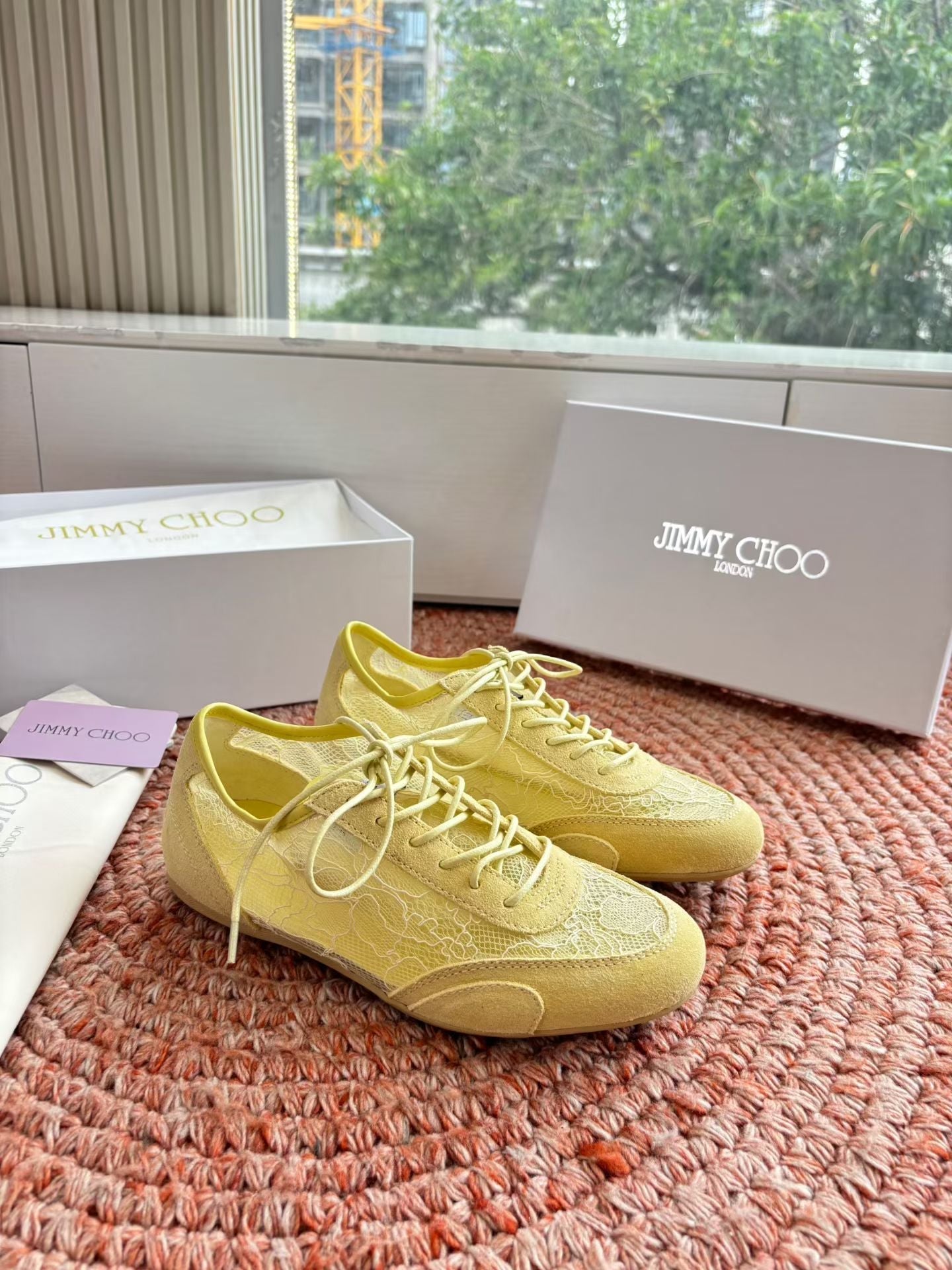 КРОСІВКИ JIMMY CHOO 26S З ЖОВТОЇ СІТКИ ТА ЗАМШІ