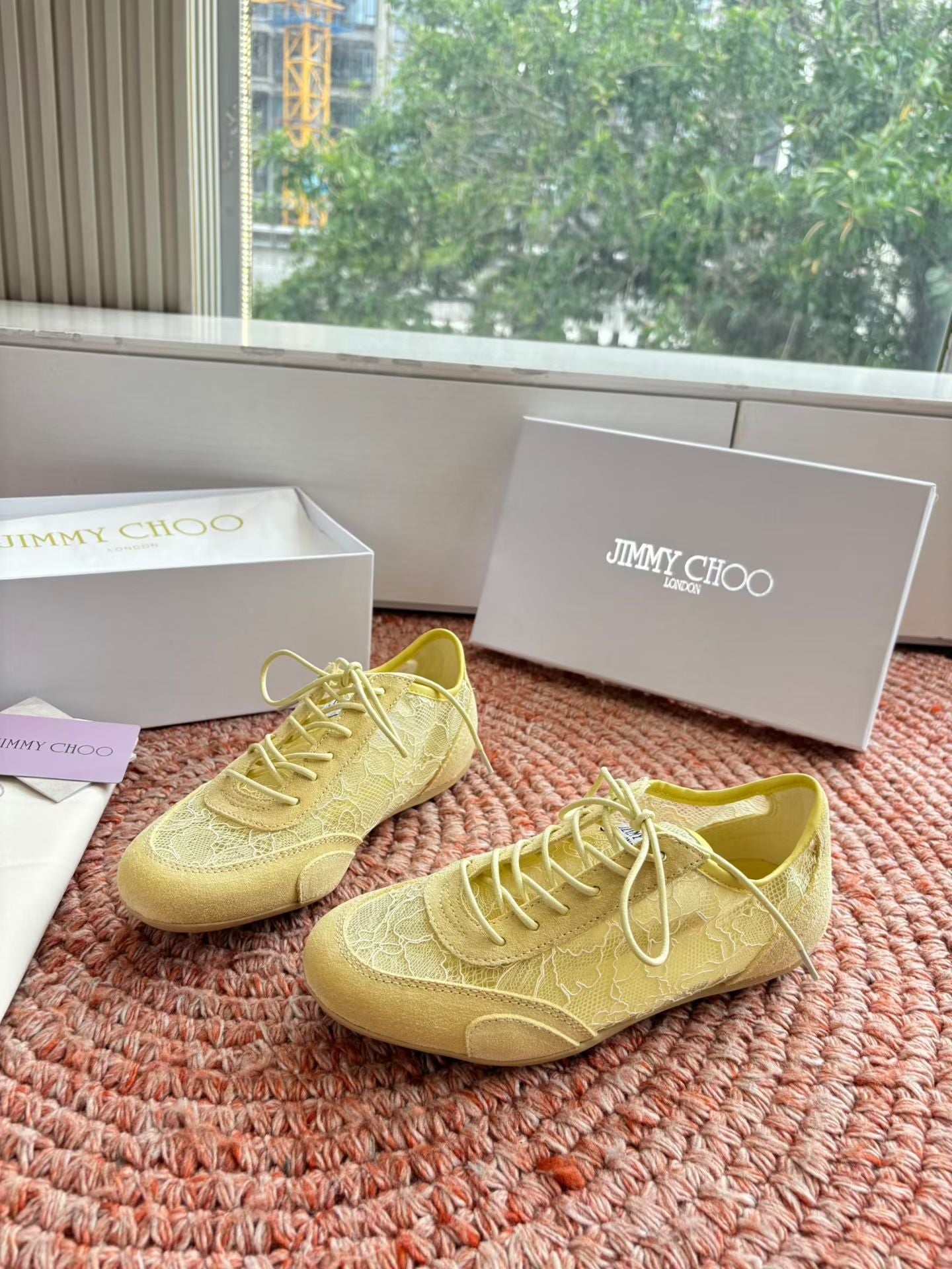 КРОСІВКИ JIMMY CHOO 26S З ЖОВТОЇ СІТКИ ТА ЗАМШІ