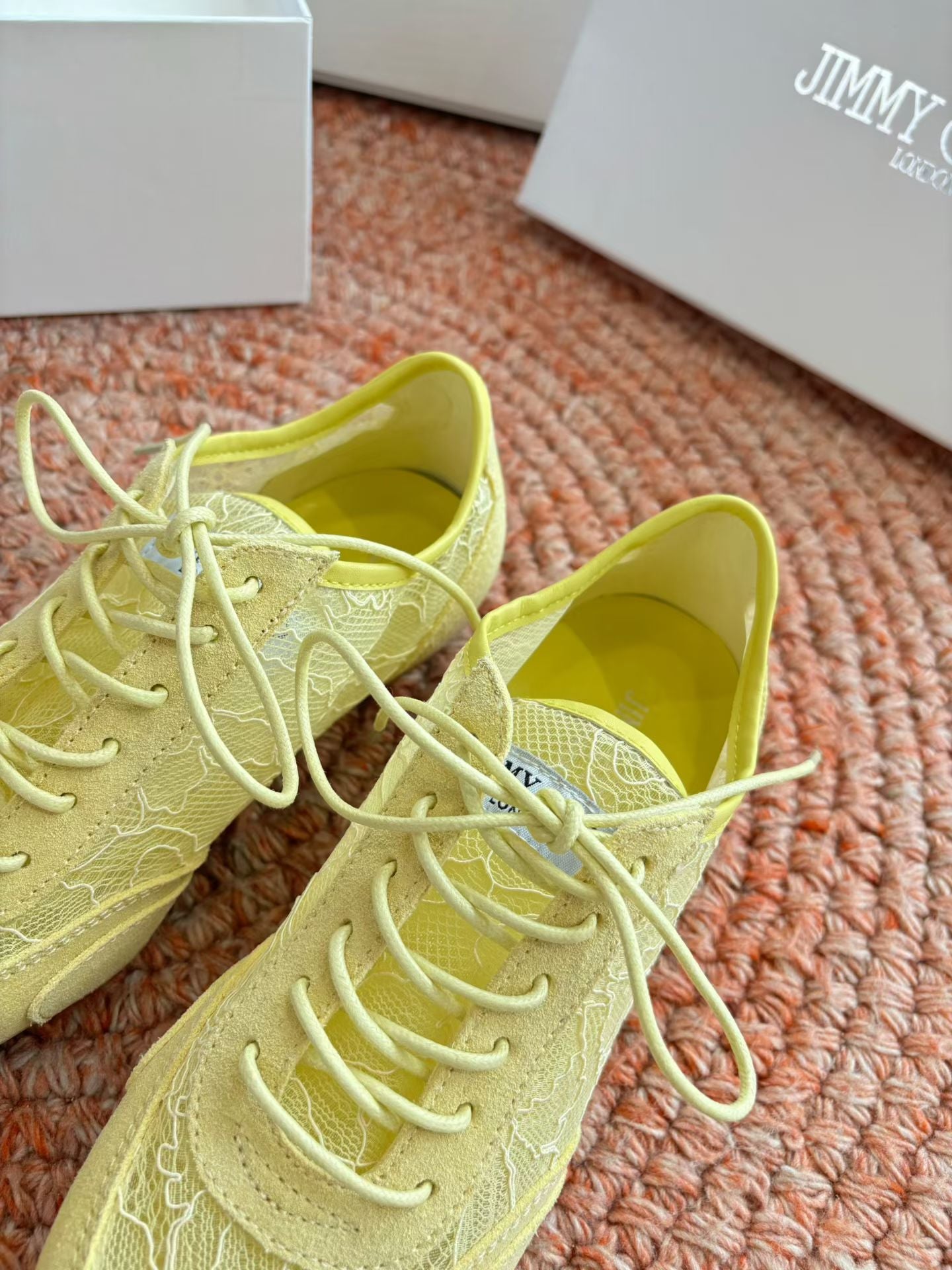 КРОСІВКИ JIMMY CHOO 26S З ЖОВТОЇ СІТКИ ТА ЗАМШІ