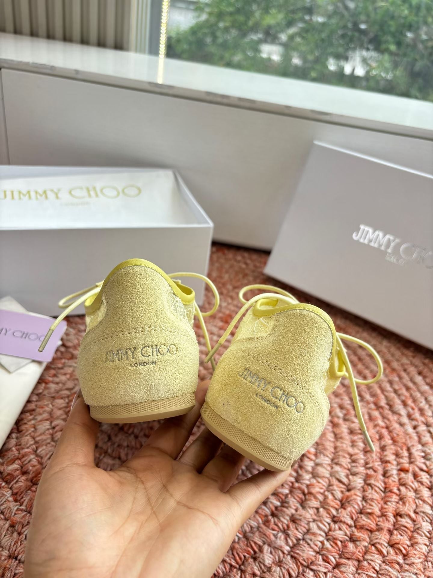 КРОСІВКИ JIMMY CHOO 26S З ЖОВТОЇ СІТКИ ТА ЗАМШІ