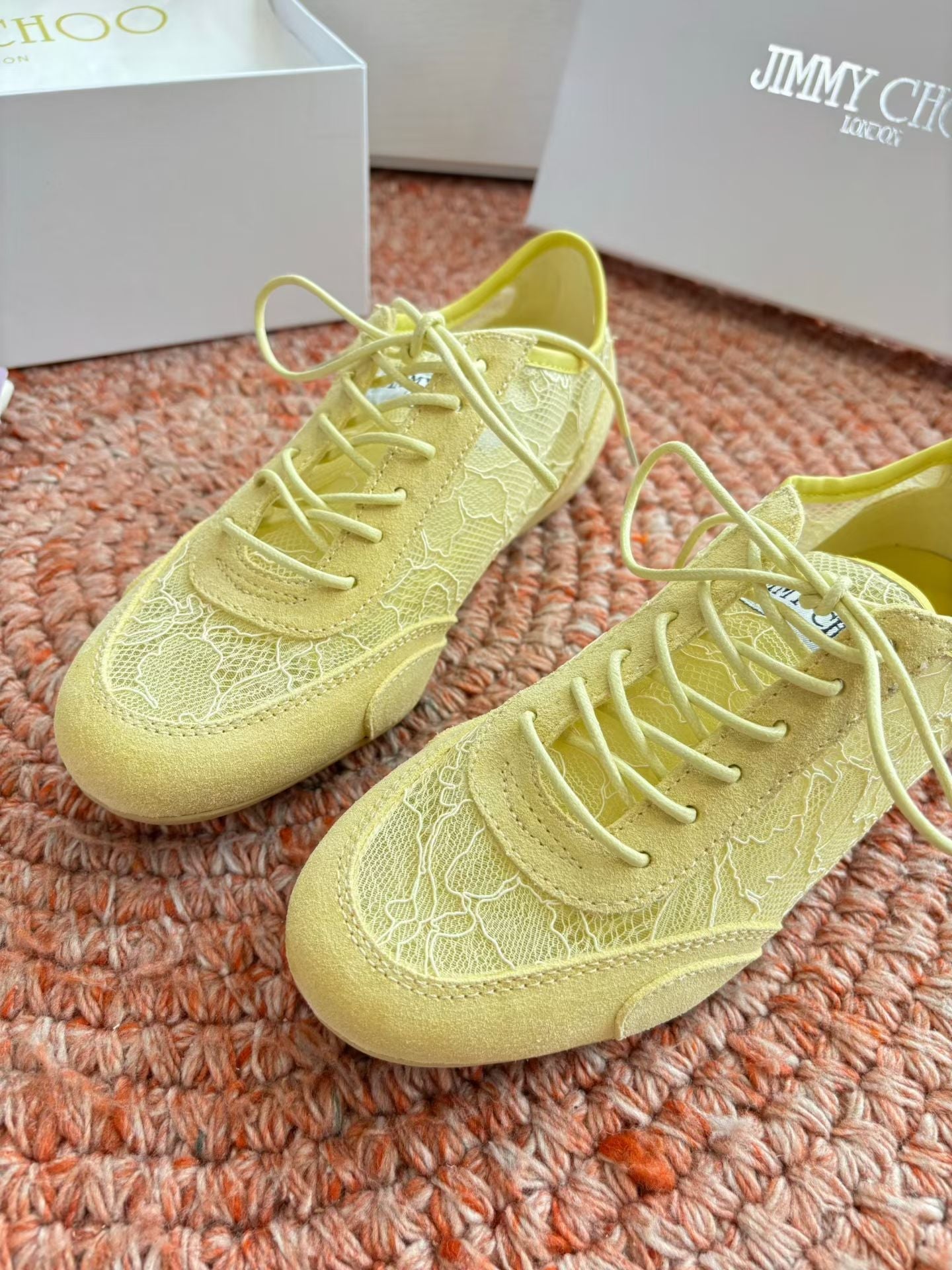 КРОСІВКИ JIMMY CHOO 26S З ЖОВТОЇ СІТКИ ТА ЗАМШІ