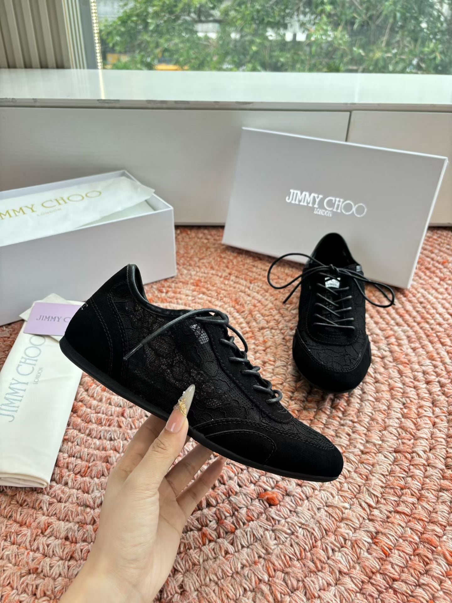 КРОСІВКИ JIMMY CHOO 26S З ЧОРНОЇ СІТКИ ТА ЗАМШІ