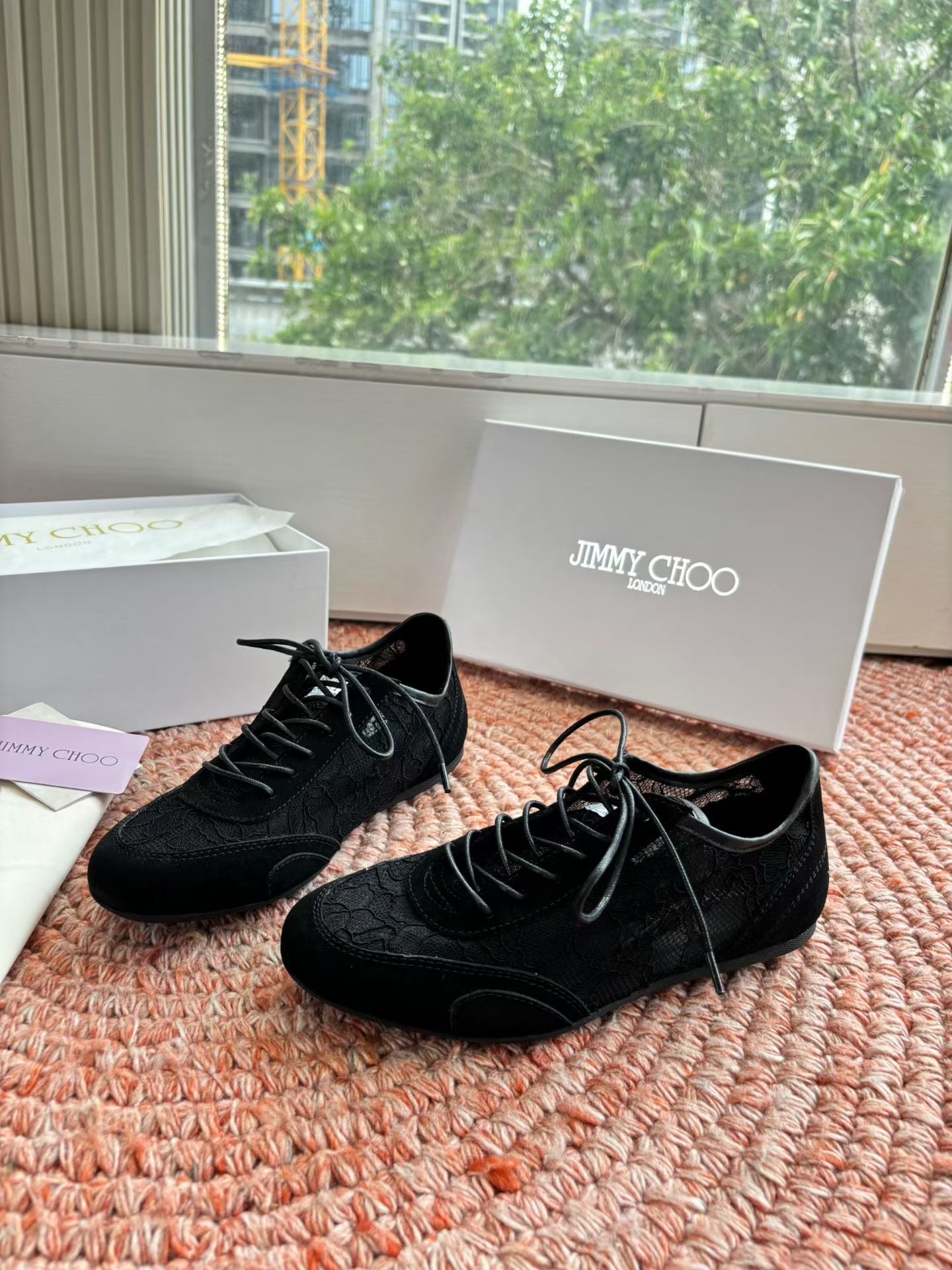 КРОСІВКИ JIMMY CHOO 26S З ЧОРНОЇ СІТКИ ТА ЗАМШІ