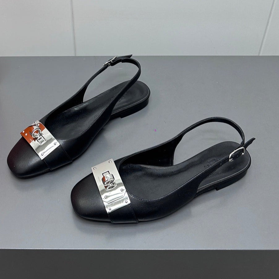 INNOCENTE SLINGBACK IN BLACK CALFSKIN - 35