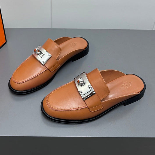 0Z MULE IN BRONZE BROWN LAMBSKIN - 35