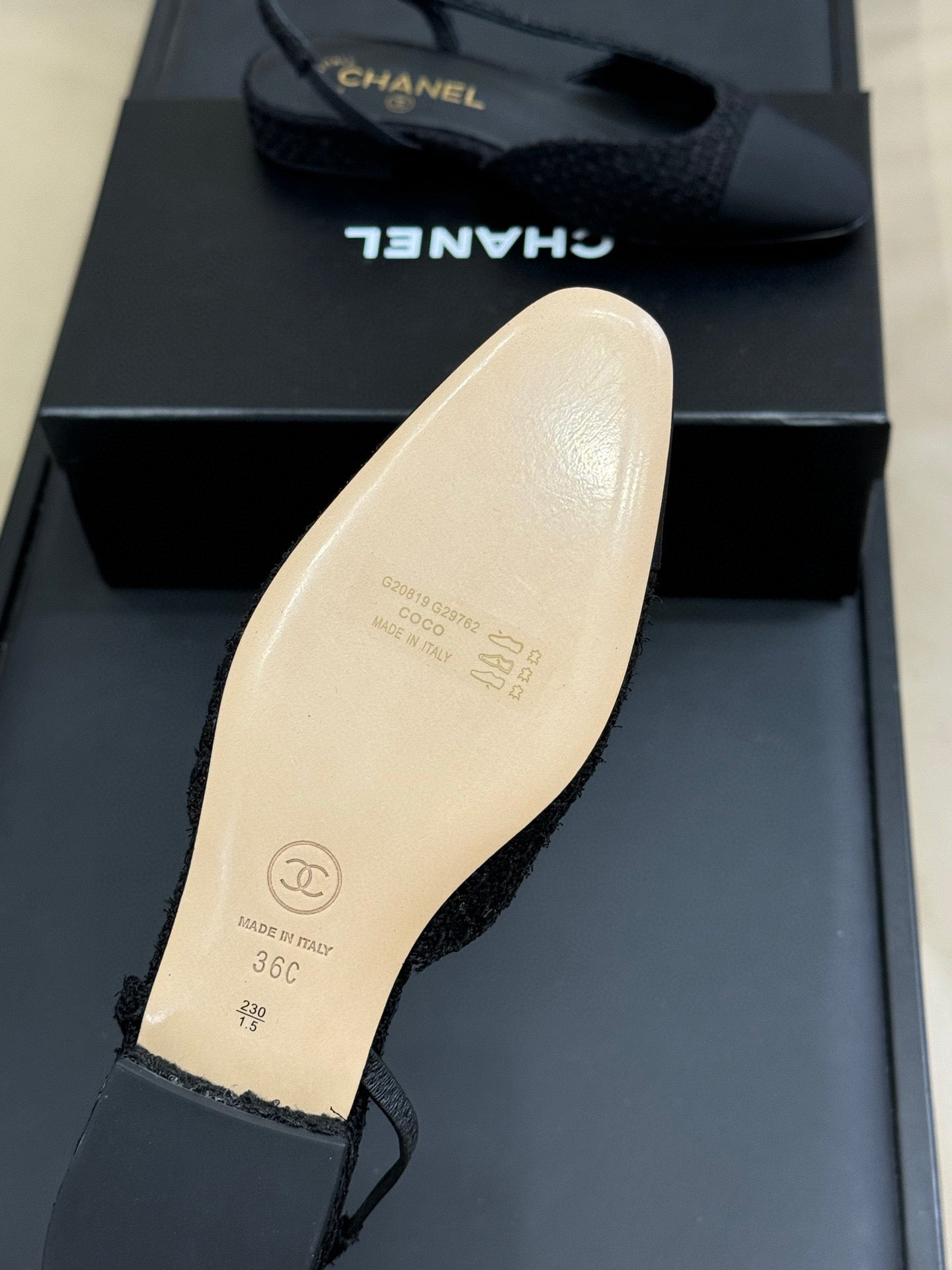 CC SLINGBACK 25S IN BLACK TWEED AND FABRIC - 35 / 20mm