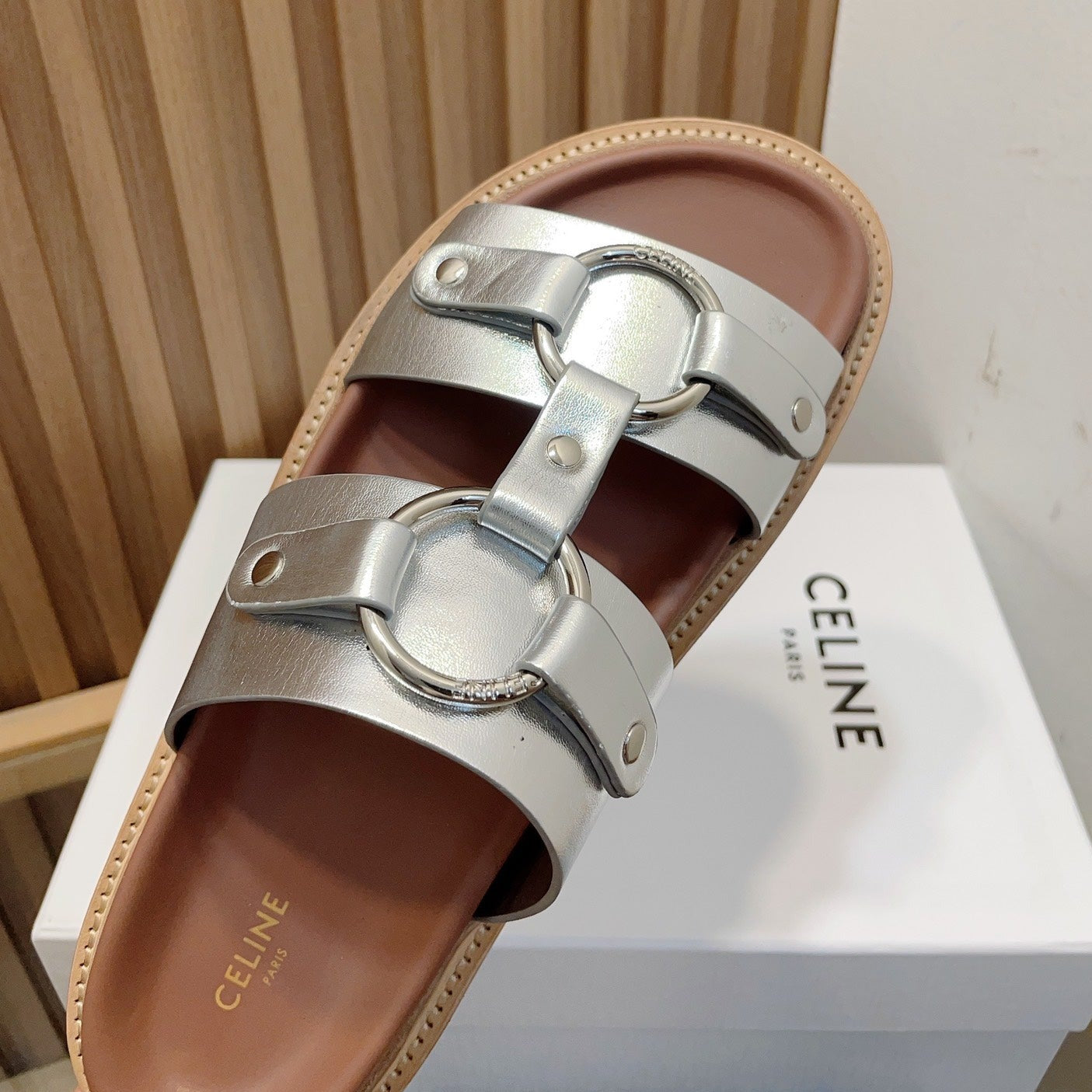 DAD SANDALS SILVER BROWN CALFSKIN - 34