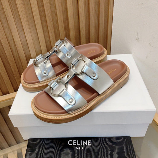DAD SANDALS SILVER BROWN CALFSKIN - 34