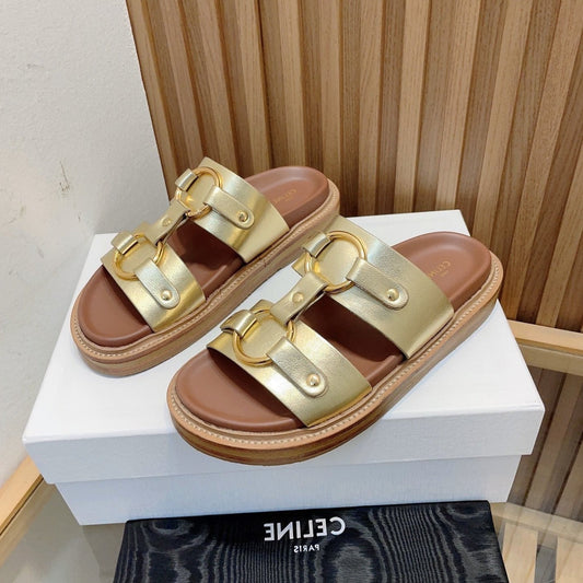 DAD SANDALS GOLD BROWN CALFSKIN - 34