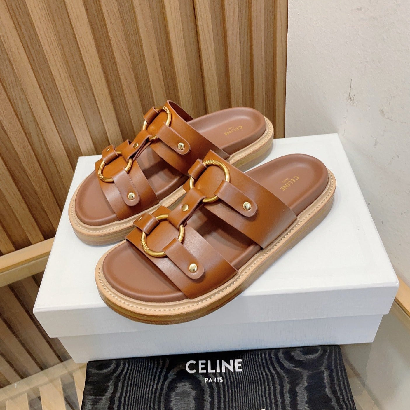 DAD SANDALS DARK BROWN CALFSKIN - 34
