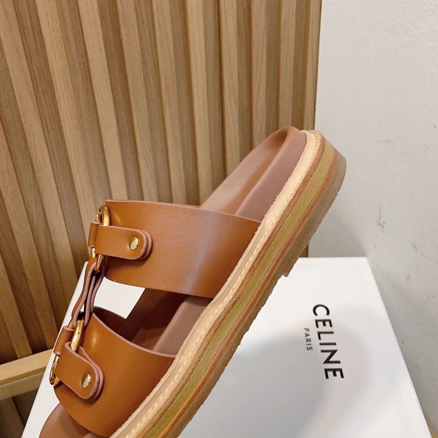 DAD SANDALS DARK BROWN CALFSKIN - 34