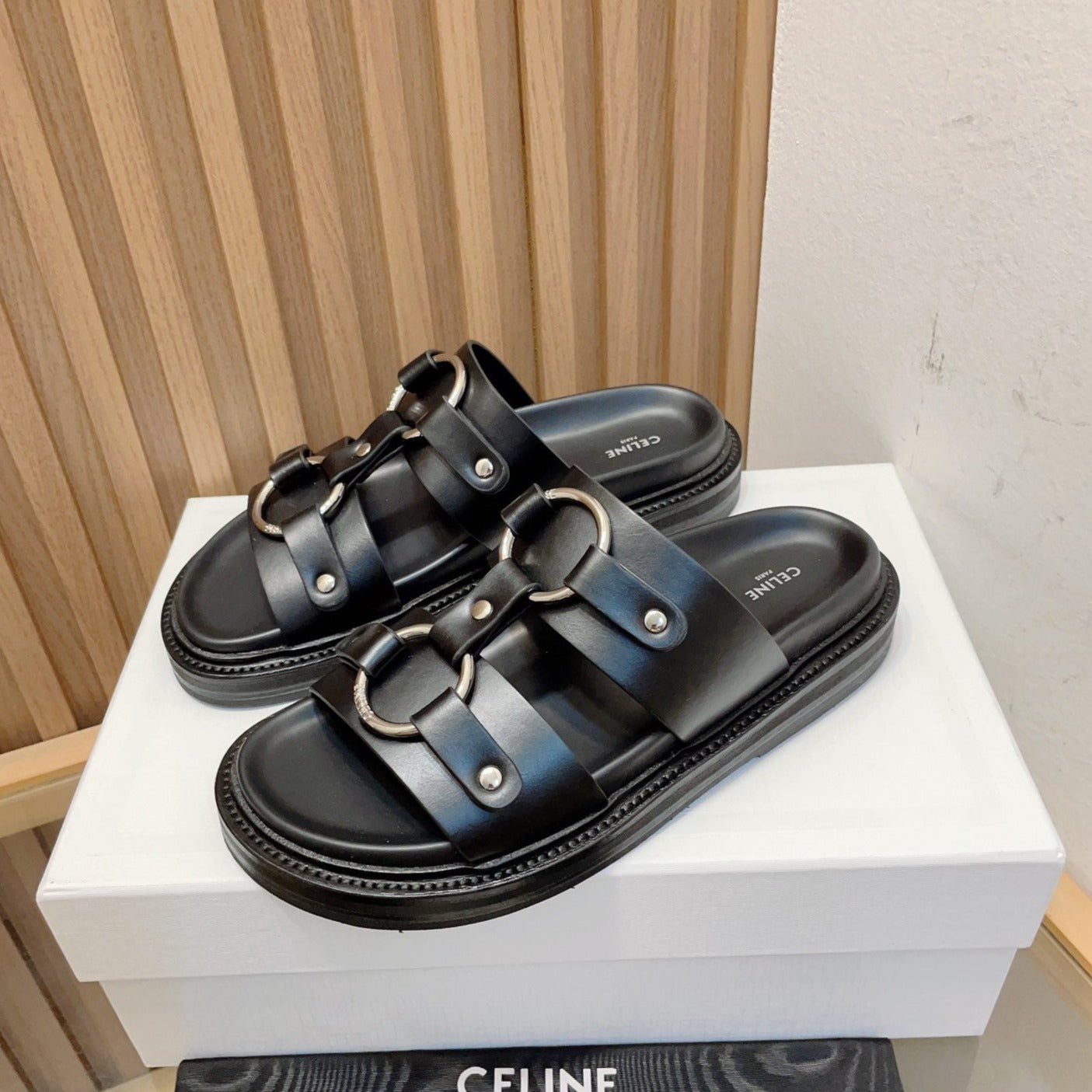 DAD SANDALS BLACK CALFSKIN - 34