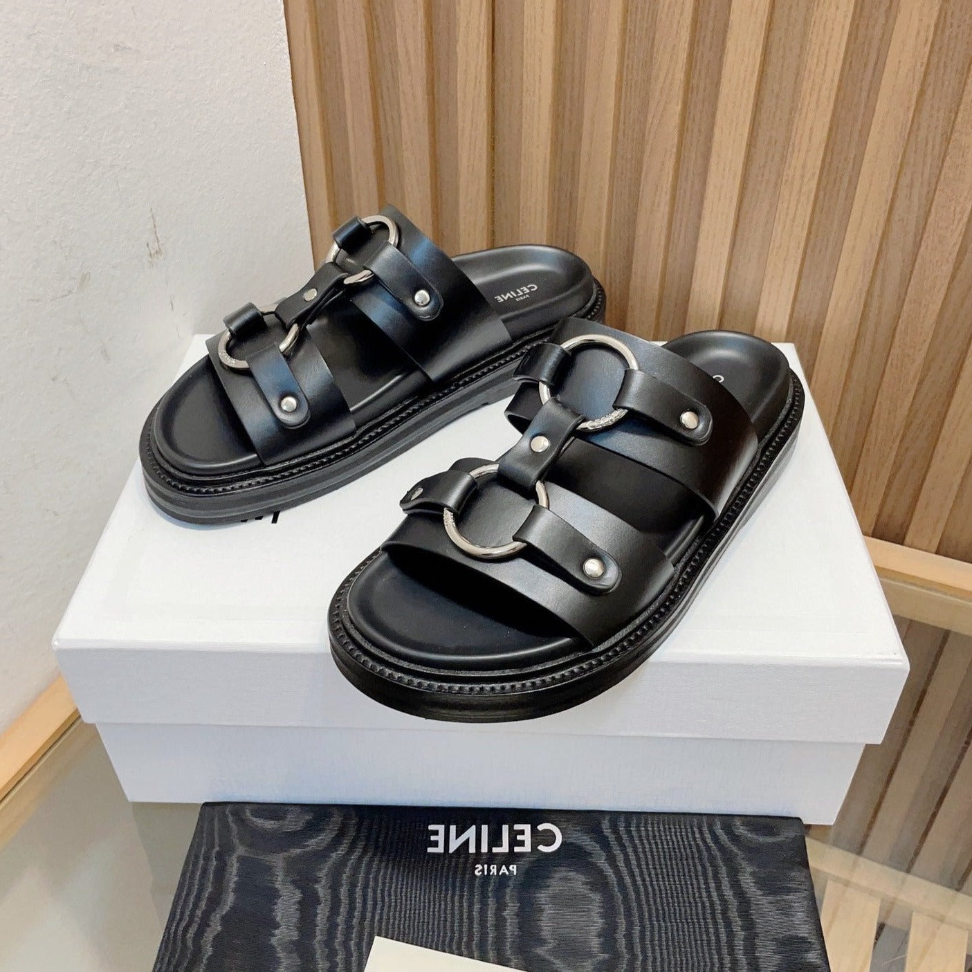 DAD SANDALS BLACK CALFSKIN - 34