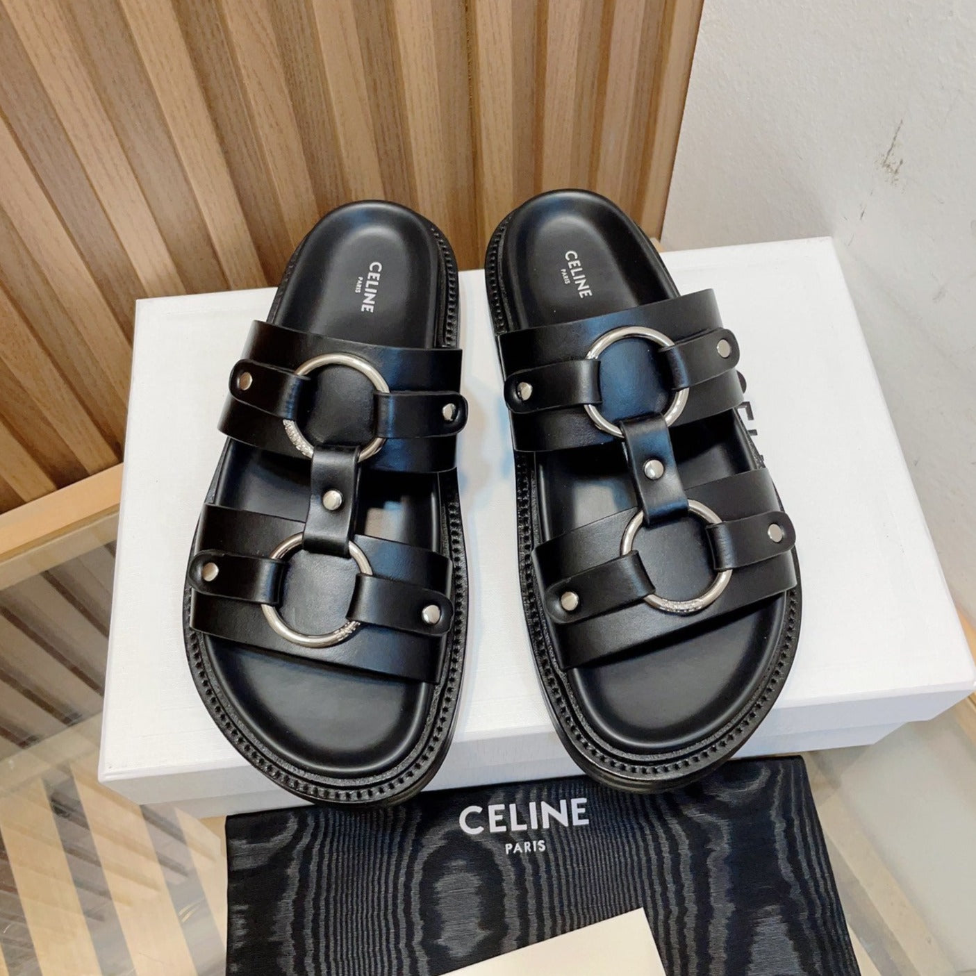 DAD SANDALS BLACK CALFSKIN - 34