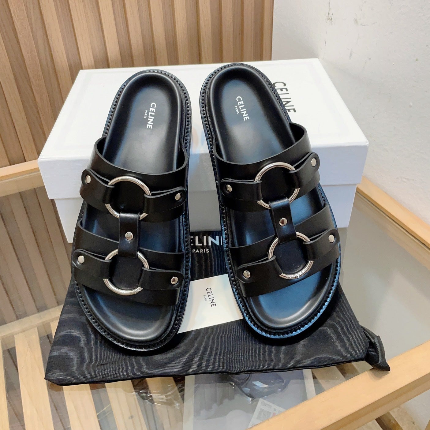 DAD SANDALS BLACK CALFSKIN - 34
