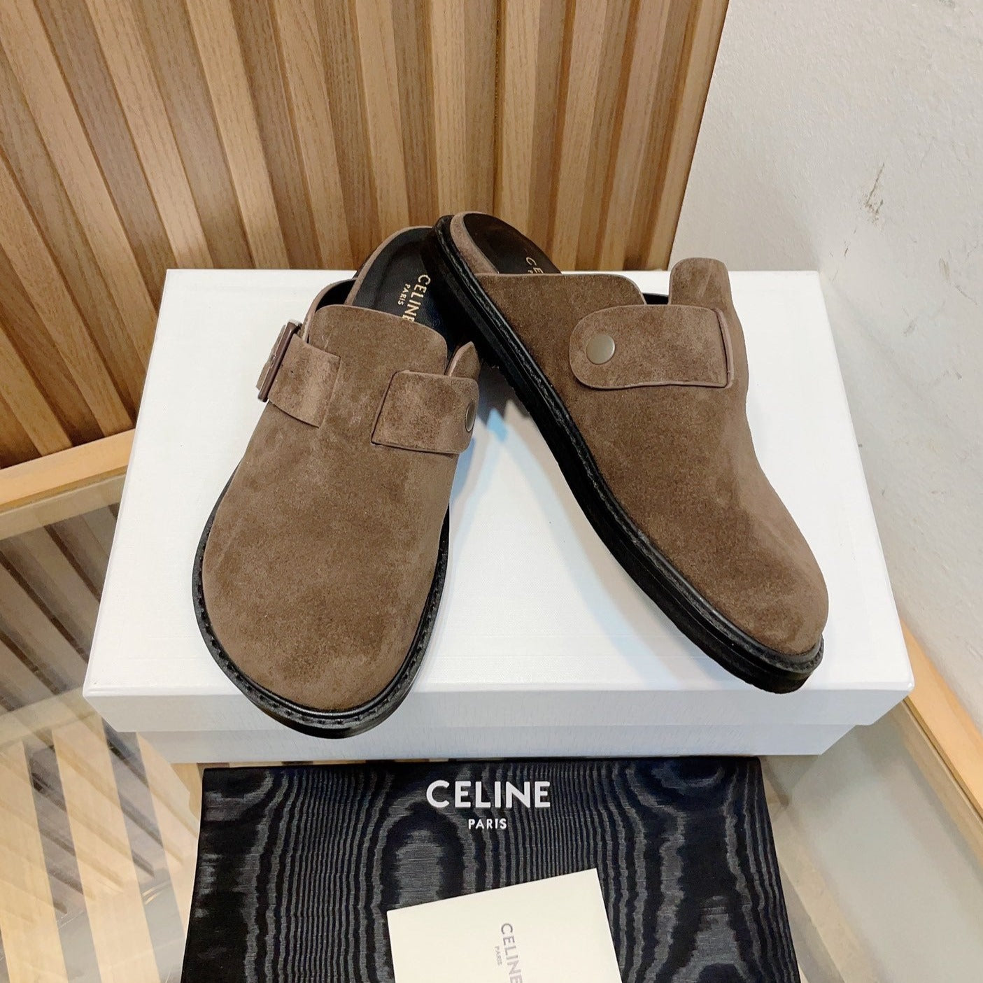 Slippers Buckle Detail Suede  Caramel Brown - 35