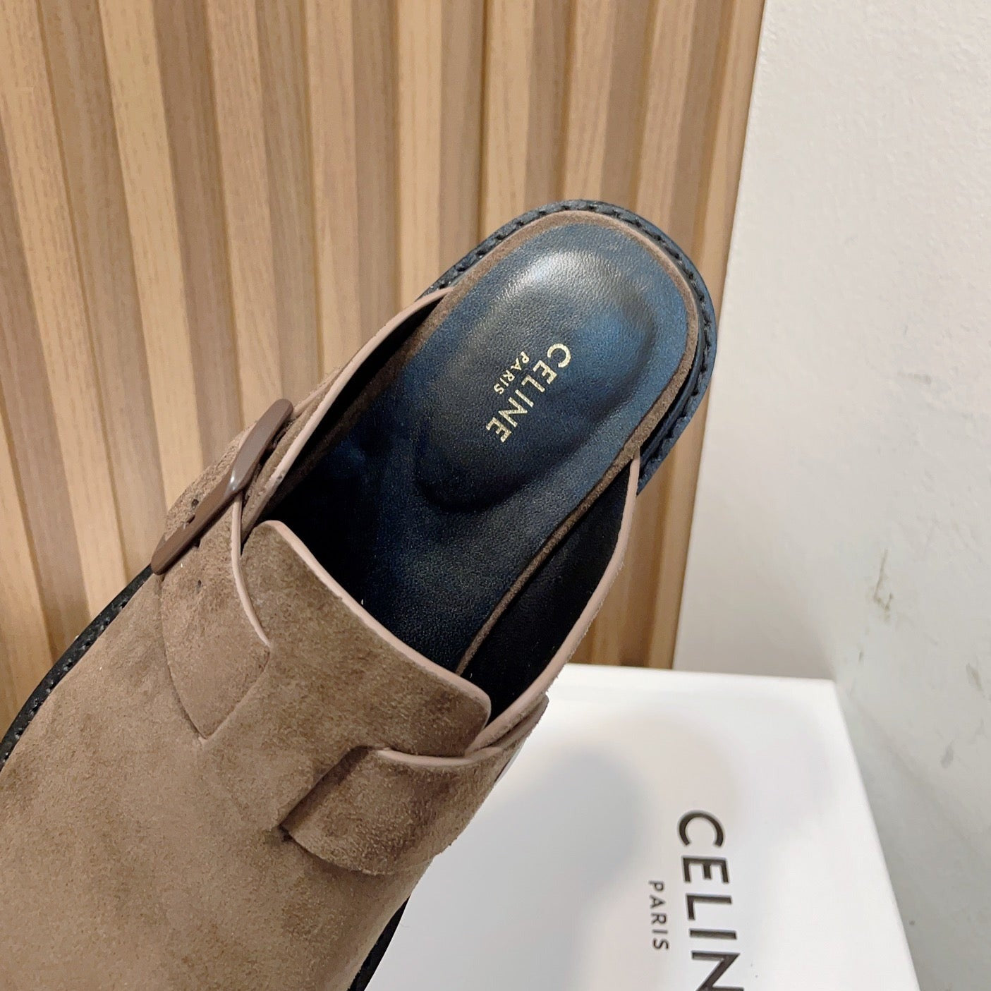 Slippers Buckle Detail Suede  Caramel Brown - 35