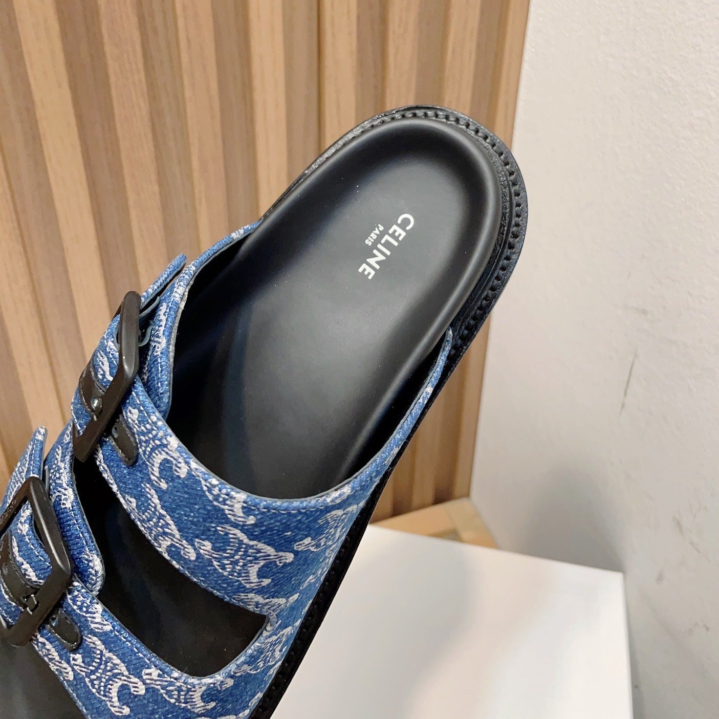 TWIN-STRAP SANDALS WITH SUEDE UPPERS AND BUCKLE CLOSURE COBALT BLUE BLACK CARO - 35