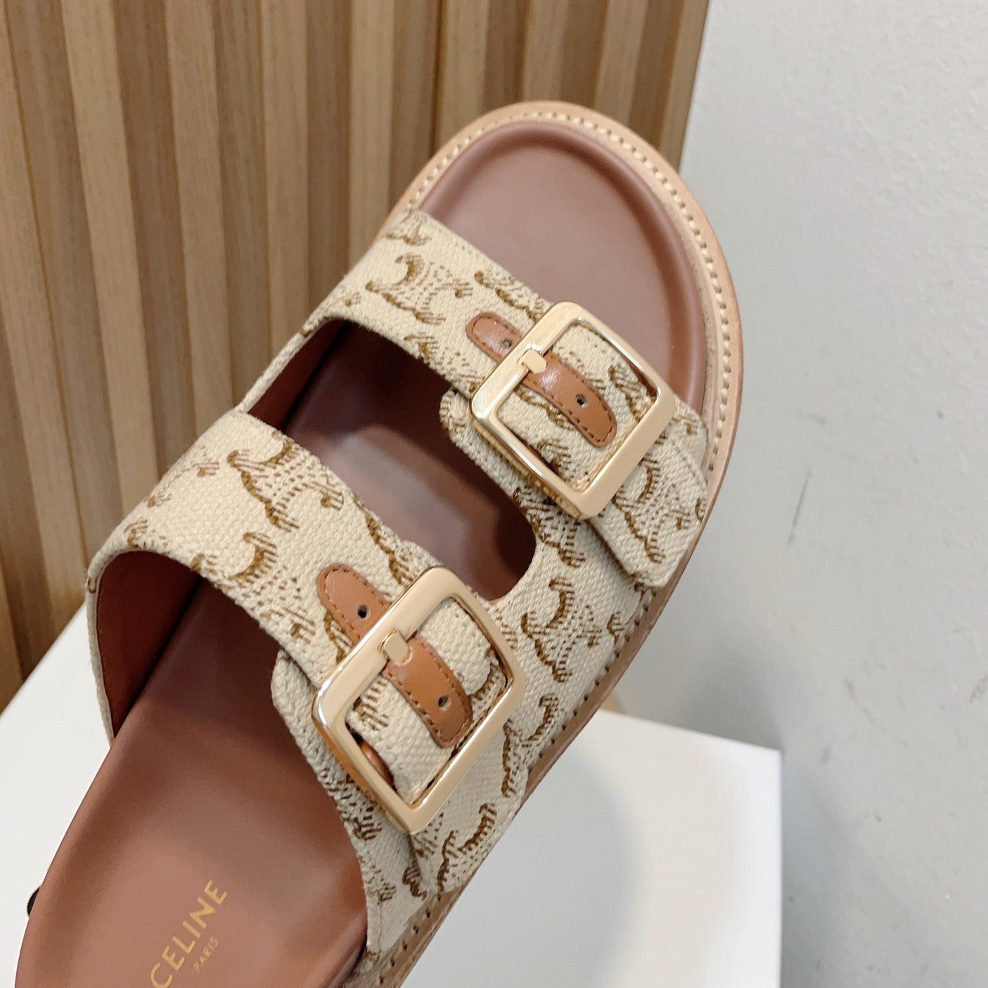 TWIN-STRAP SANDALS WITH SUEDE UPPERS AND BUCKLE CLOSURE CARAMEL BROWN CARO - 35