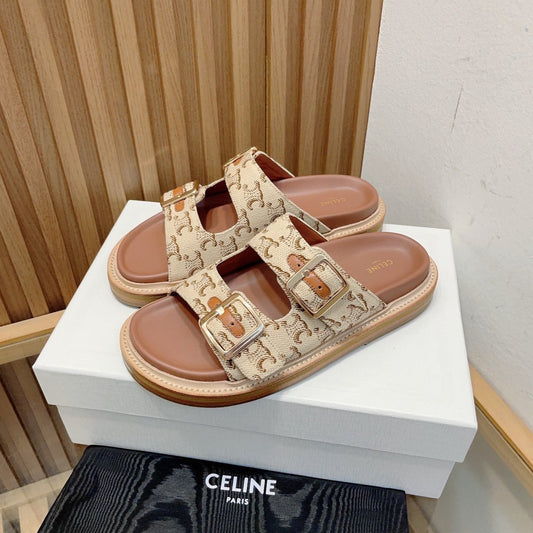 TWIN-STRAP SANDALS WITH SUEDE UPPERS AND BUCKLE CLOSURE CARAMEL BROWN CARO - 35