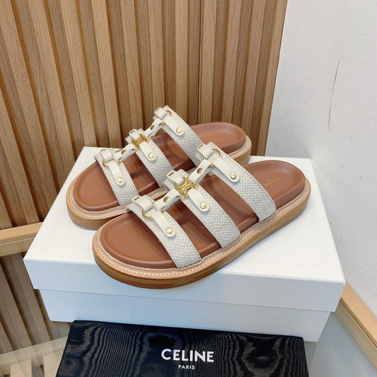 TIPPI SLIDE IN CANVAS & CALFSKIN NATURAL WHITE - 35