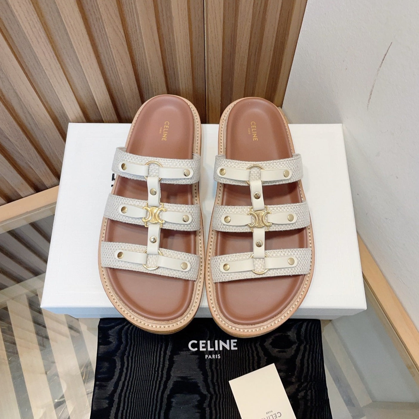 TIPPI SLIDE IN CANVAS & CALFSKIN NATURAL WHITE - 35