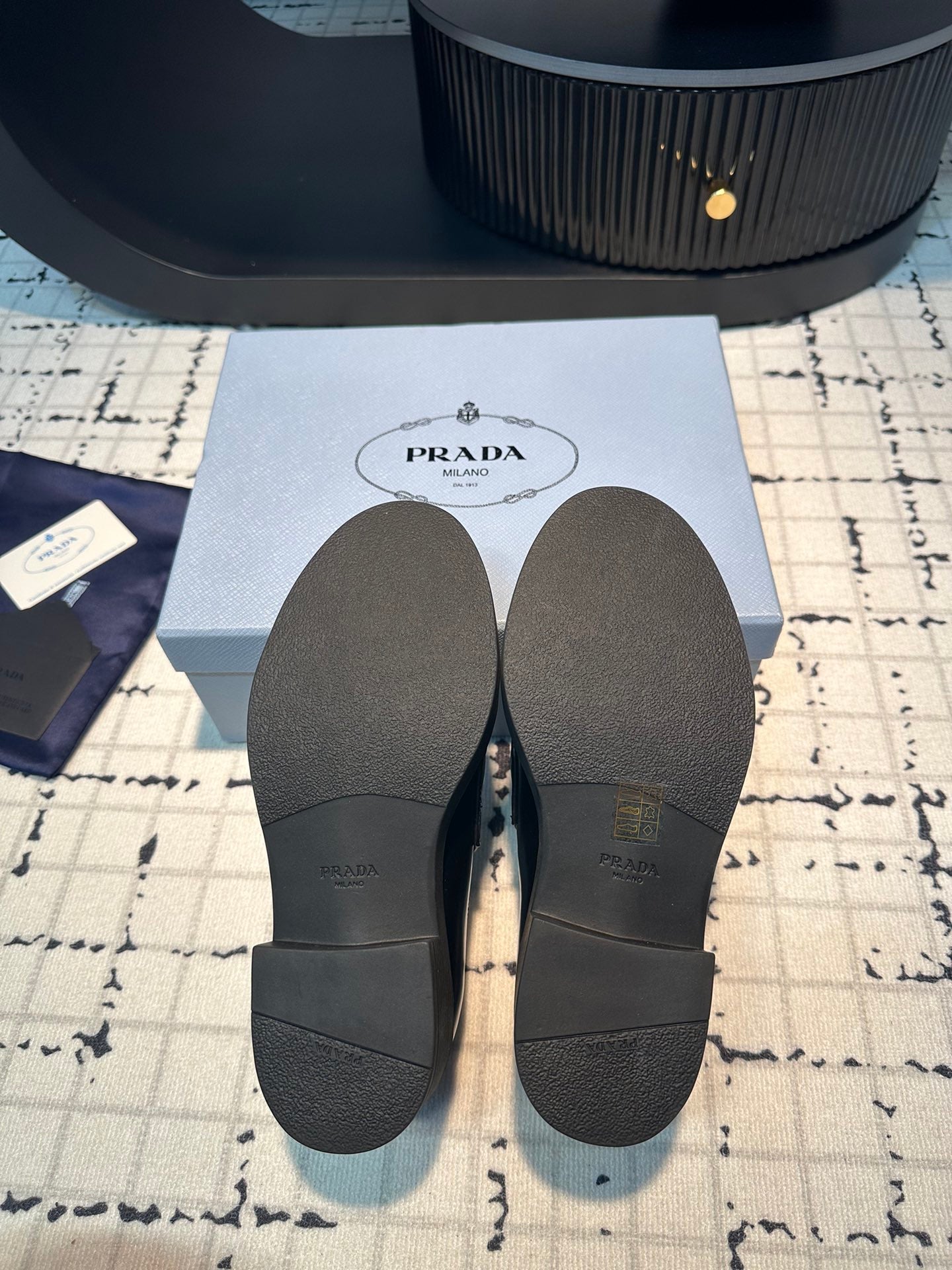 PRA SCHOCOLATE BRUSHED LOAFERS BLACK CALFSKIN - 34