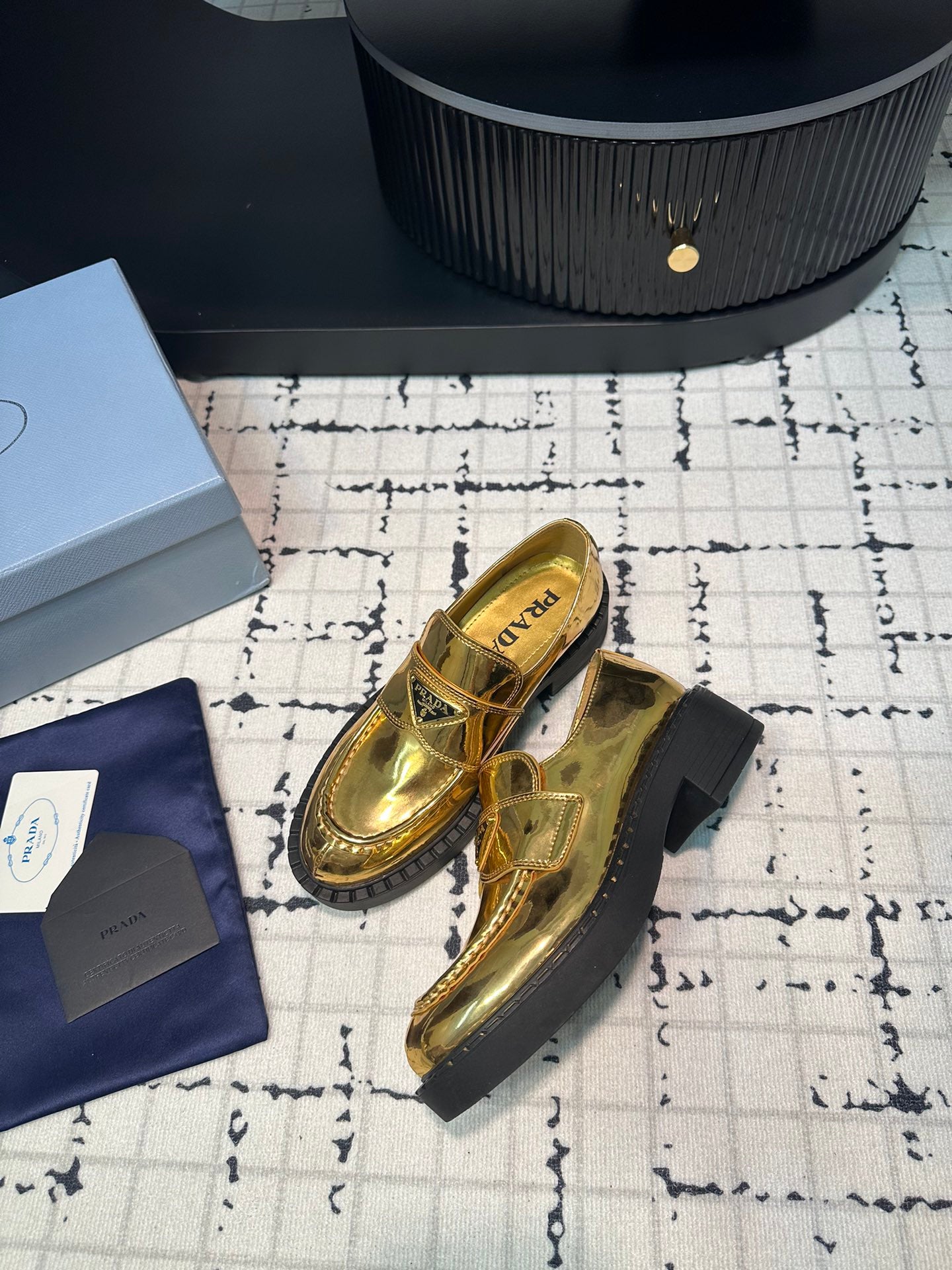 PRA SCHOCOLATE BRUSHED LOAFERS METALLIC GOLD CALFSKIN - 34